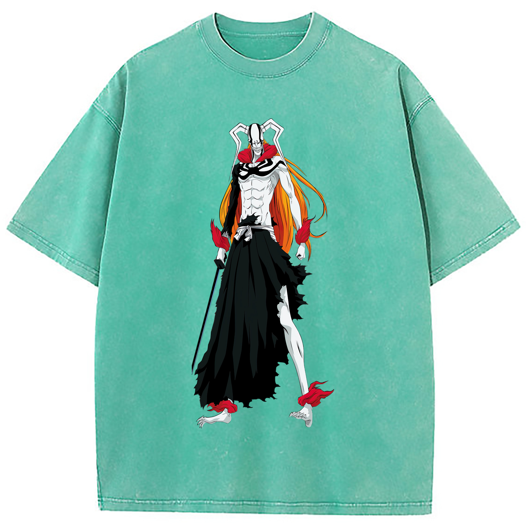 （画像用） ブリーチ 黒崎一護（くろさき いちご）BLEACH Kurosaki Ichigo 綿100% ヴィンテージ風 半袖Tシャツ（フロントプリント）